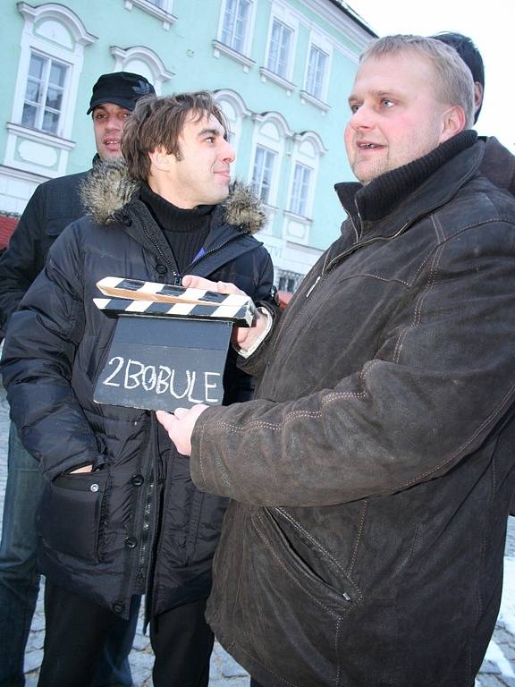 Producent filmu Tomáš Vican (vpravo), režisér Vlado Lenée (uprostřed) a producent Adam Dvořák (vzadu).