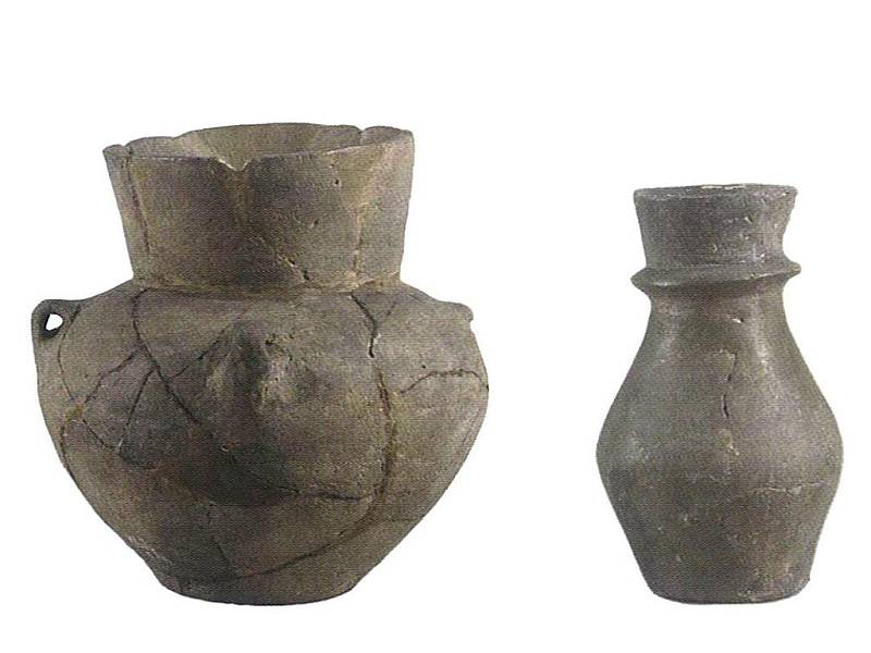 Příklady keramické produkce kultury s nálevkovitými poháry. Amfora (vlevo) a láhev s límcem (vpravo) (podle: ).