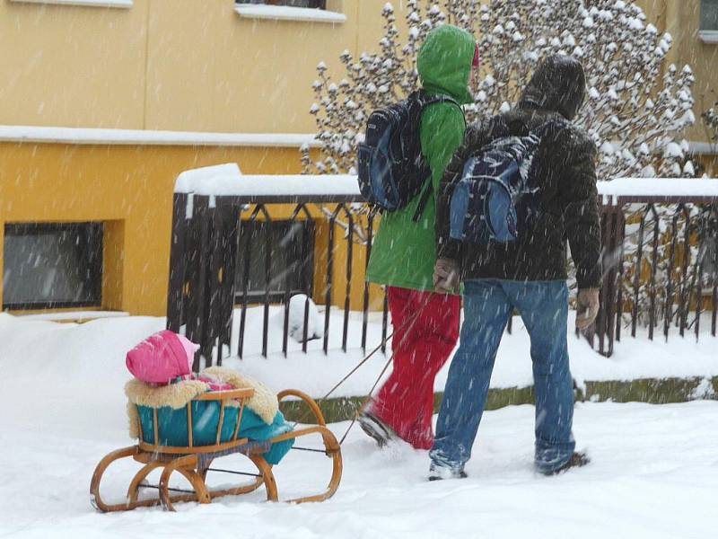 Břeclavsko zasypal sníh.