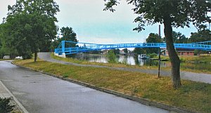Plánovaná lávka přes řeku Dyji u veslařského klubu v Břeclavi.