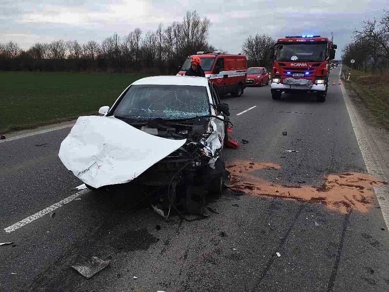 Ve středu kolem půl čtvrté odpoledne zavřela tragická nehoda silnici mezi Hustopečemi a Velkými Němčicemi na Břeclavsku. Zdroj: HZS JMK