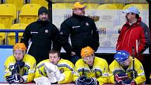 Břeclavští hokejisté (ve žlutém) zdolali doma Kolín 5:3.