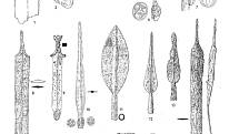 Výbava bojovnických hrobů. Meče a výzdoba pochev, hroty kopí, puklice štítu a mužské opasky 