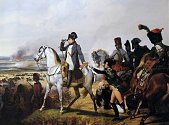 Napoleon Bonaparte vede své vojsko do bitvy u Wagramu.