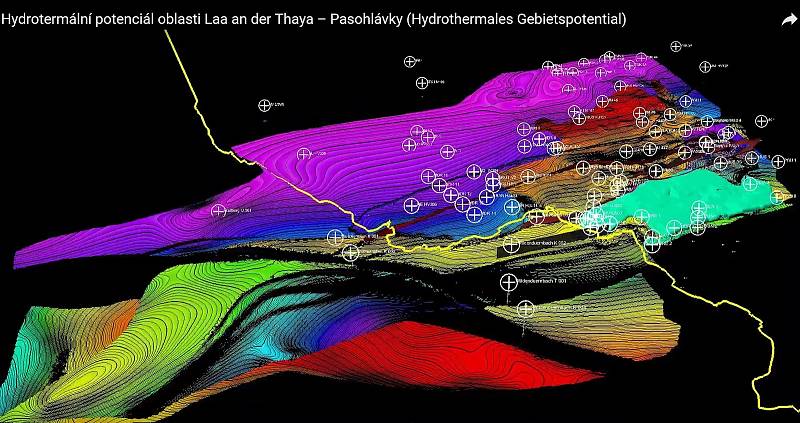 3D model, hydrotermální potenciál oblasti Laa an der Thaya – Pasohlávky. Tříletý přeshraniční projekt vědců z Masarykovy univerzity a rakouských institucí zkoumal charakter a původ termálních vod a řeší možnosti jejich využívání.