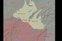 Sídelní území Markomanů a Kvádů a římské provincie na středním Dunaji.