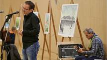 Vernisáž obrazů Libora Vymyslického v ladenské sportovní hale