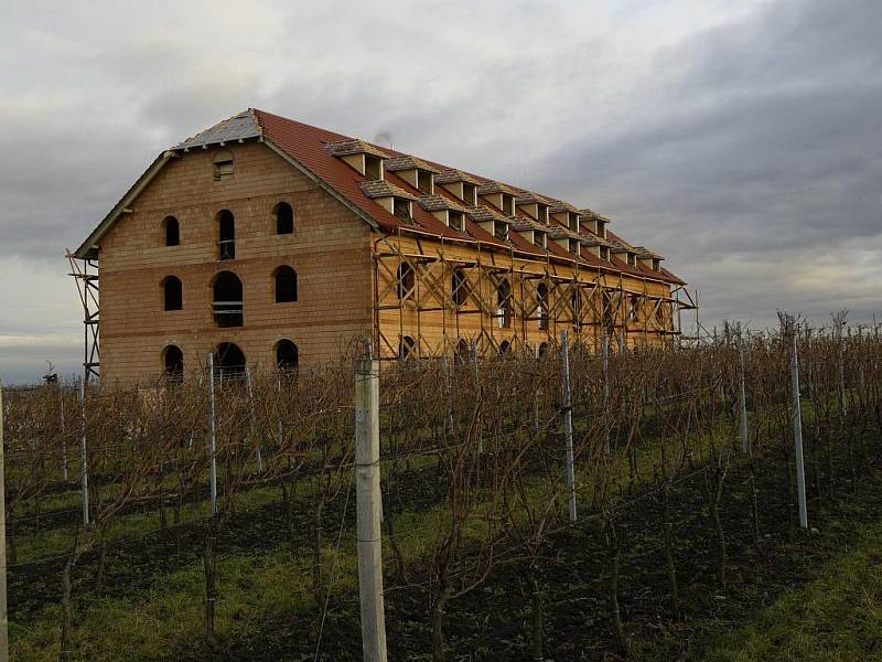 Za Rakvicemi mezi vinohrady vyrůstá penzion s vinárnou. Budova, jež dominuje širokému okolí, patří tamnímu vinaři Oldřichu Michlovskému.