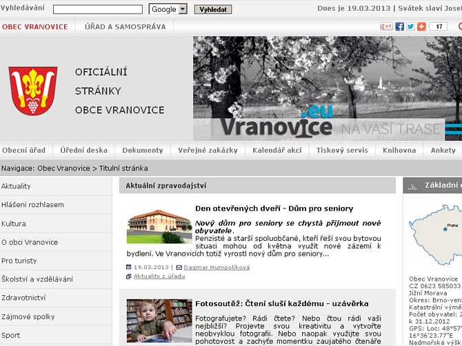 Oficiální stránky obce Vranovice.