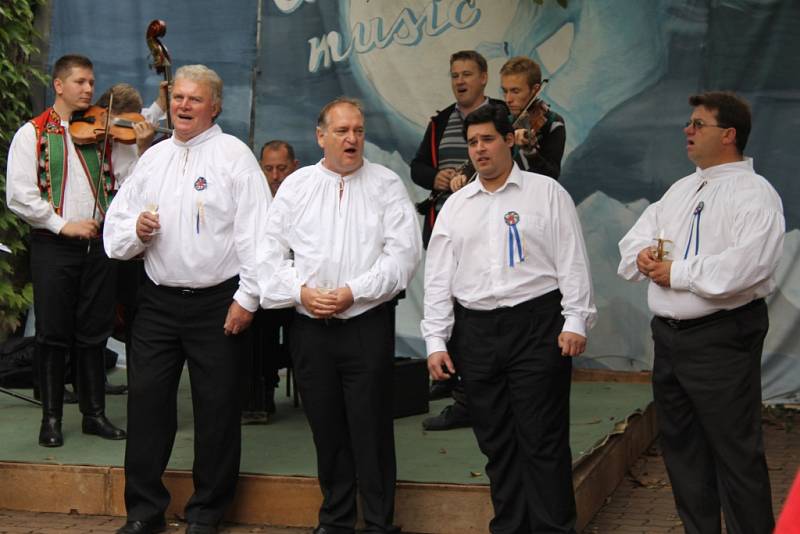 Dvacáté Burčákové slavnosti v Hustopečích otevřely lidem také v sobotu mázkausy, kde byl k dostání i červený burčák. Program nabídl koncerty na Dukelském náměstí či početný průvod v kostýmech.