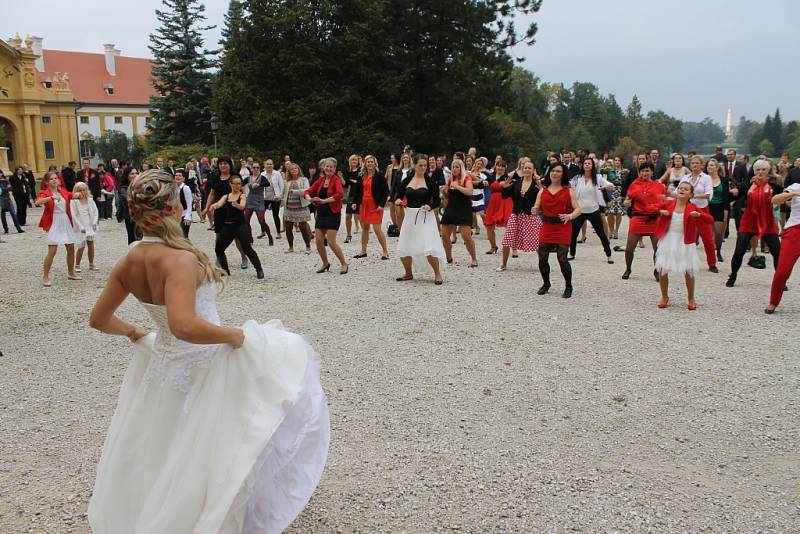 Novomanželé z Břeclavska si v sobotu pro svatebčany přichystali překvapení na nádvoří lednického zámku. Uspořádali tam doslova taneční orgie. Po obřadu si zatancovalo zumbu celkem 133 svatebčanů. 