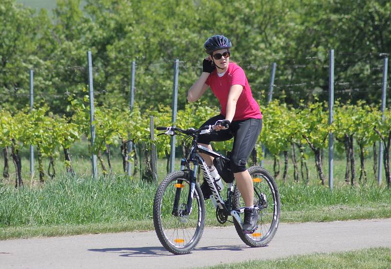 Májové putování okolím Modrých Hor zlákalo v sobotu téměř pět stovek výletníků. Na kolech i pěšky vyrazili za vínem a zážitky z velkopavlovického Ekocentra Trkmanka.