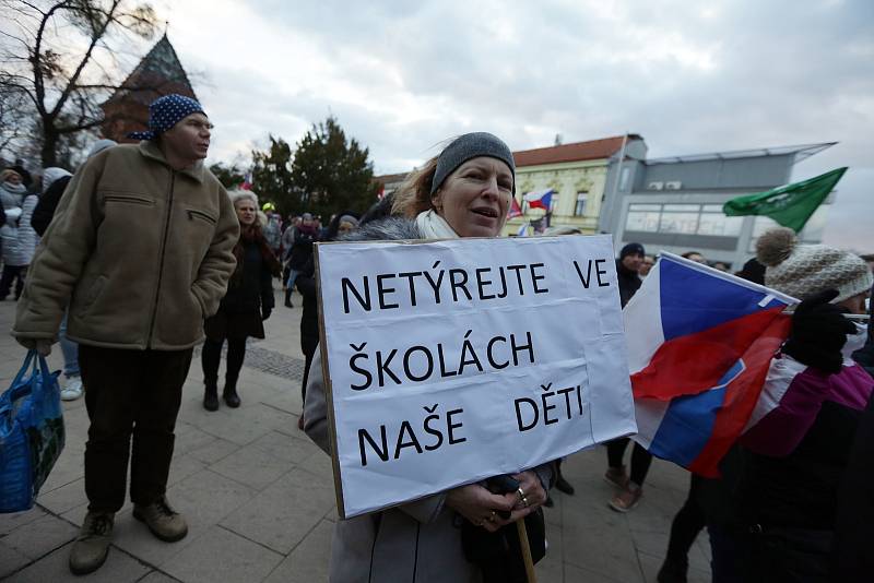 Několik stovek lidí prošlo Břeclaví na demonstraci proti novele pandemického zákona.