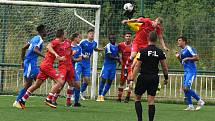 Líšeň (v červeném) na závěr přípravy zdolala béčko Baníku Ostrava 2:1.