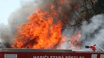 Požár stavební buňky v Břeclavi
