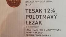 Polotmavý ležák Tesák z bítovského pivovaru získal v Českých Budějovicích bronzovou medaili na soutěži Zlatá pečeť.