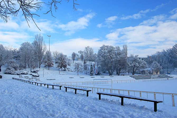Sněhová pokrývka na Znojemsku v roce 2021.