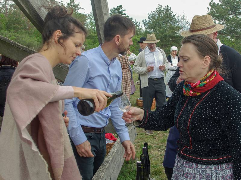Tradiční vynášení Hroznového kozla ze Znojma do vinic u Konic opět přilákalo víc než stovku účastníků.