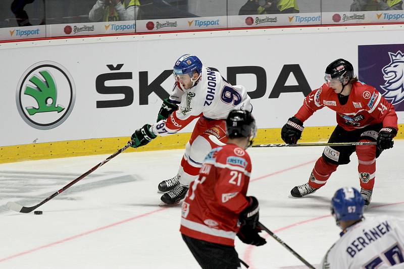 Hokejový tým České republiky sehrál ve středu přípravné utkání na znojemském zimním stadionu proti Rakousku.
