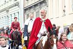 Velkolepou podívanou na Znojemském historickém vinobraní byl kostýmovaný průvod a historická scéna, která připomněla návštěvu krále Jana Lucemburského ve Znojmě.