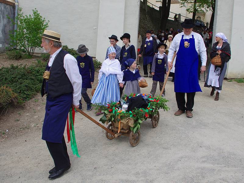 Víc než stovka účastníků tradičního jarního průvodu doprovodila v sobotu Hroznového kozla, kterého členové Spolku přátel Hroznové kozy vynesli do vinic v Popicích.