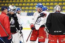 Česká hokejová reprezentace trénuje od neděle ve Znojmě, kde ji ve středu čeká duel proti národnímu výběru Rakouska.