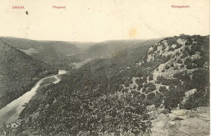 Pohled do údolí pod Královým stolcem historická fotografie z roku 1908.