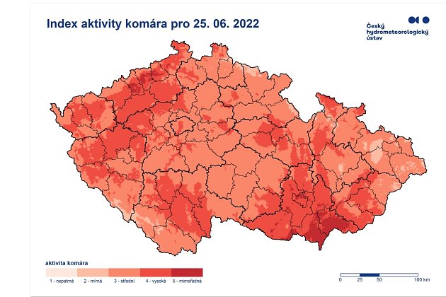 Mapový výskyt komárů.