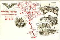 Celá síť Rakouské severozápadní dráhy po jejím dokončení v roce 1875. Od Vídně až po Děčín, od Prahy až po Trutnov či Kladsko.