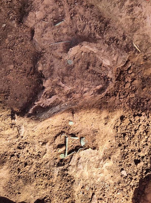 Halštatský hrob ze starší doby železné objevený na nalezišti v Těšeticích-Kyjovicích.