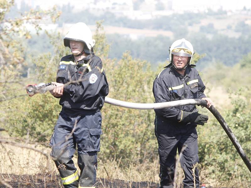 K požáru suché trávy na Načeratickém kopci vyjíždělo několik jenotek profesionálních i dobrovolných hasičů ze Znojma a okolích vesnic.