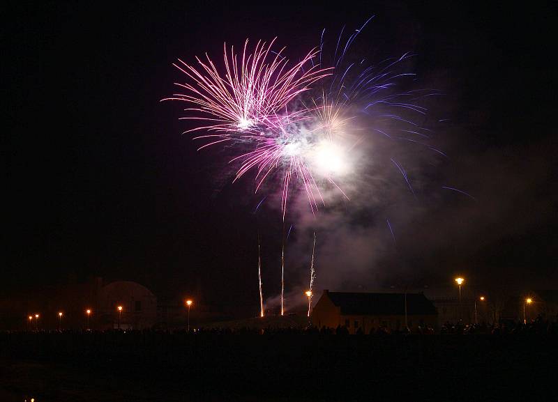 Novoroční ohňostroj v Břeclavi.