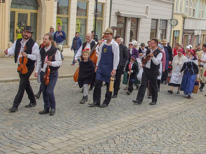 Tradiční vynášení Hroznového kozla ze Znojma do vinic u Konic opět přilákalo víc než stovku účastníků.