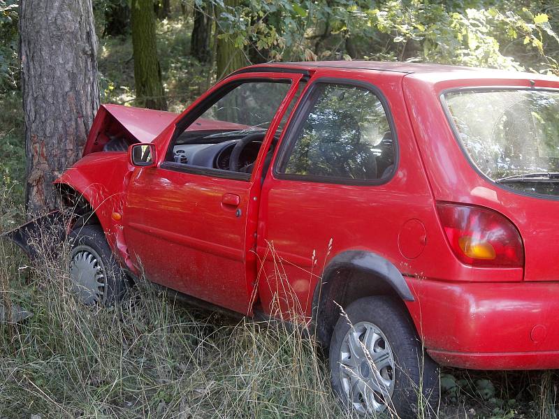 Na silnici druhé třídy mezi Hostimí a Rozkoší havarovala řidička malého fordu. Narazila do stromu. Při nehodě se lehce zranila.