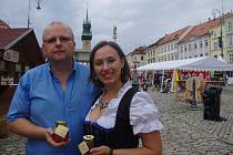 Zuzana Boudové s manželem Ottou ze znojemské rodinné firmy, která sbírá ocenění v soutěži regionálních potravin i na světové přehlídce Great Taste.