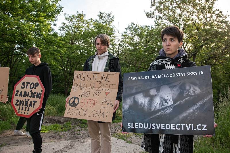 Nedávný protest spolku Zvířata nejíme v Hraběticích na Znojemsku