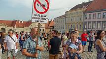 Na podporu požadavků spolku Milion chvilek pro demokracii a proti premiérovi Andrej Babišovi se na demonstraci ve Znojmě na Masarykově náměstí sešly v úterý přes dvě stovky lidí.