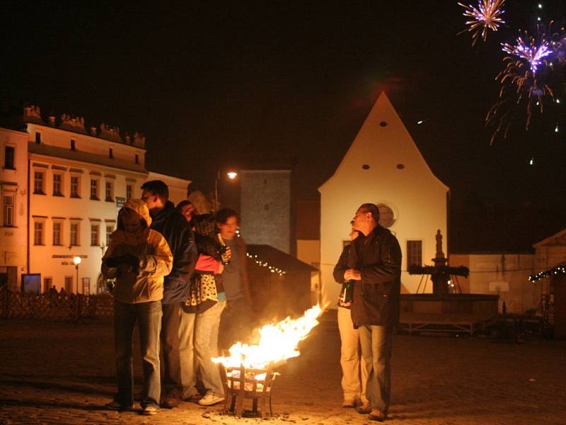 Ohňostroj na znojemském náměstí T.G. Masaryka.