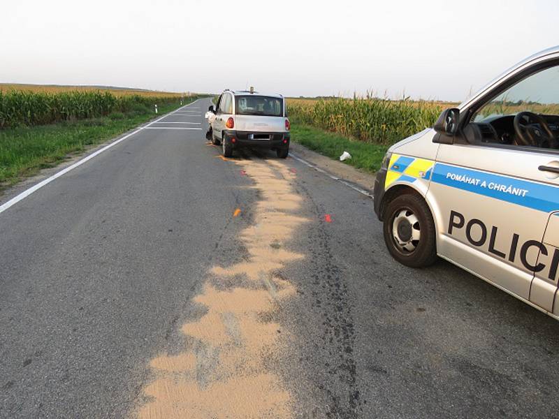 Policie pátrá po nehodě u Olbramovic po řidiči šedého Fiatu.