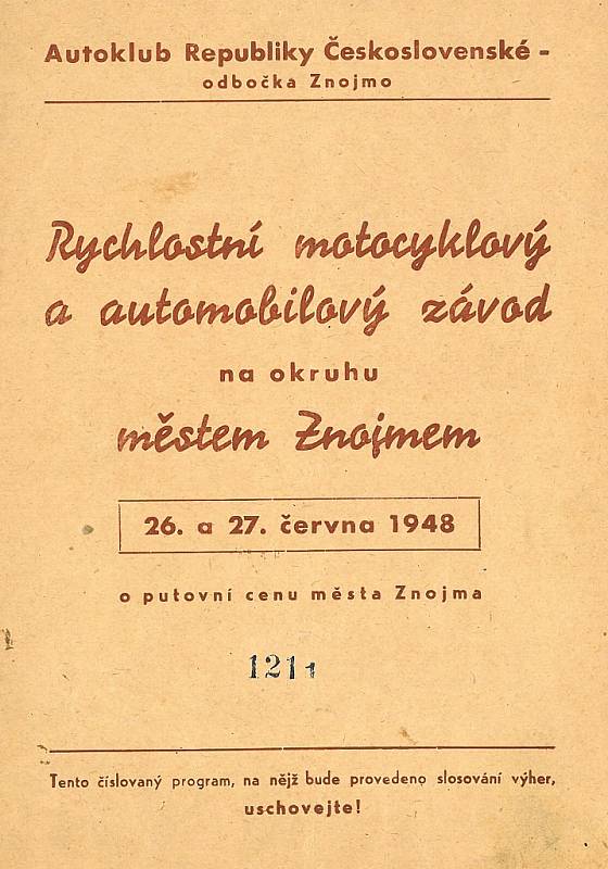 Z historie silničních závod motorek ve Znojmě