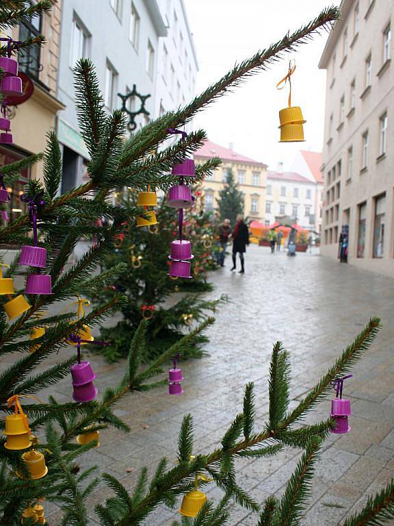 Děti ze znojemských mateřských a základních škol zdobily vánoční stromečky na Obrokové ulici v centru města.