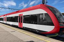 Vizualizace vlaku Stadler, který bude od prosince 2024 jezdit na jižní Moravě.