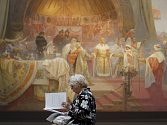 Zahájení výstavy Slovanské epopeje malíře Alfonse Muchy proběhlo 9. května v pražském Veletržním paláci.