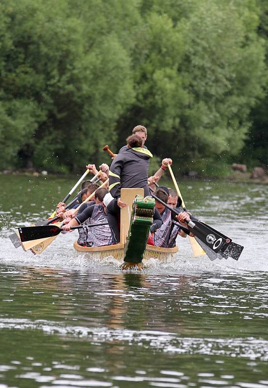 Závody dračích lodí v zátoce u Bítova.