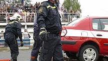 Zásahovou jednotka Policie ČR, psovody, pražskou jízdní policii a další složky integrovaného záchranného systému bylo možné v sobotu vidět na autodromu v Sosnové během devátého ročníku akce Den s policí.