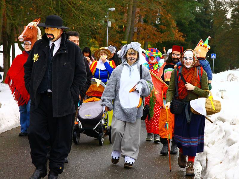 Pestrá škála masek se sešla na sobotním masopustu v Hamru na Jezeře.