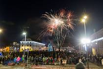 Novoroční ohňostroj v Novém Boru.
