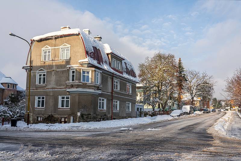 Zasněžený Nový Bor.