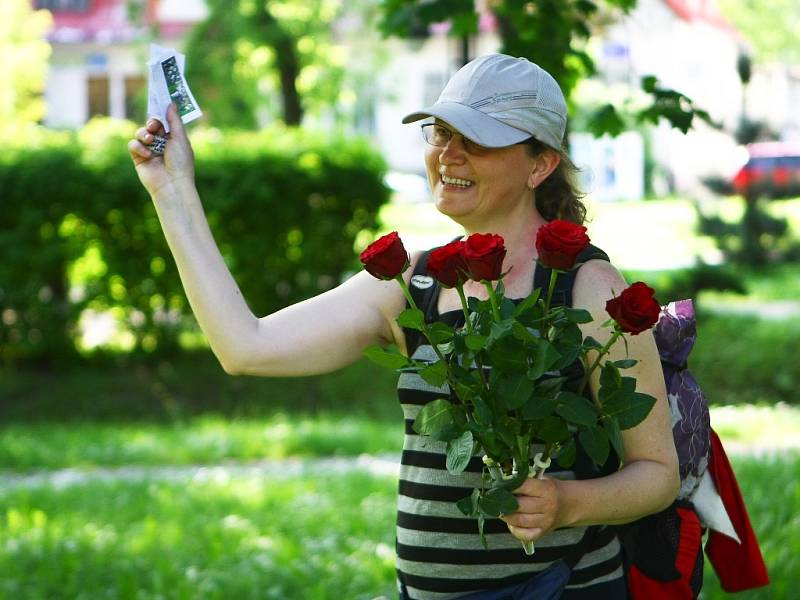 Zakladatelka pochodu Milena Městecká z Mladé Boleslavi. Její cesta začala 9. května v Ravensbrücku.