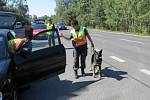 Policisté a celníci při kontrolách.